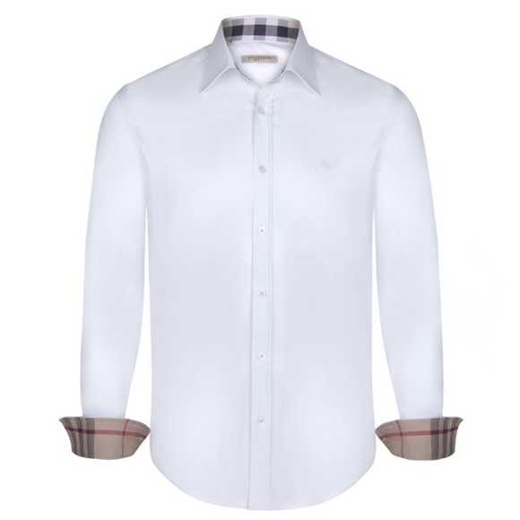 Burberry Brit Check Collar White Men's Shirt